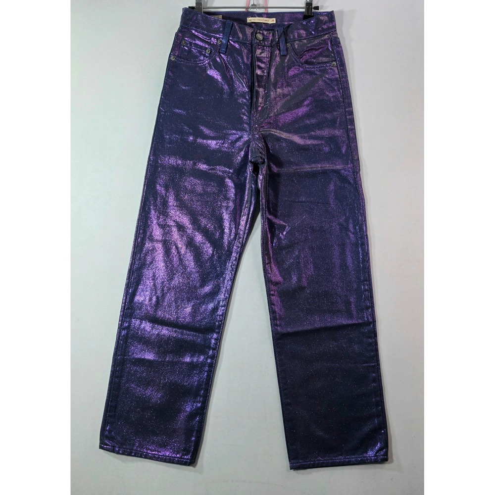 NWT Levis Premium Ribcage Metallic Purple Jeans Candy Coated 26x27 Fits Like 28